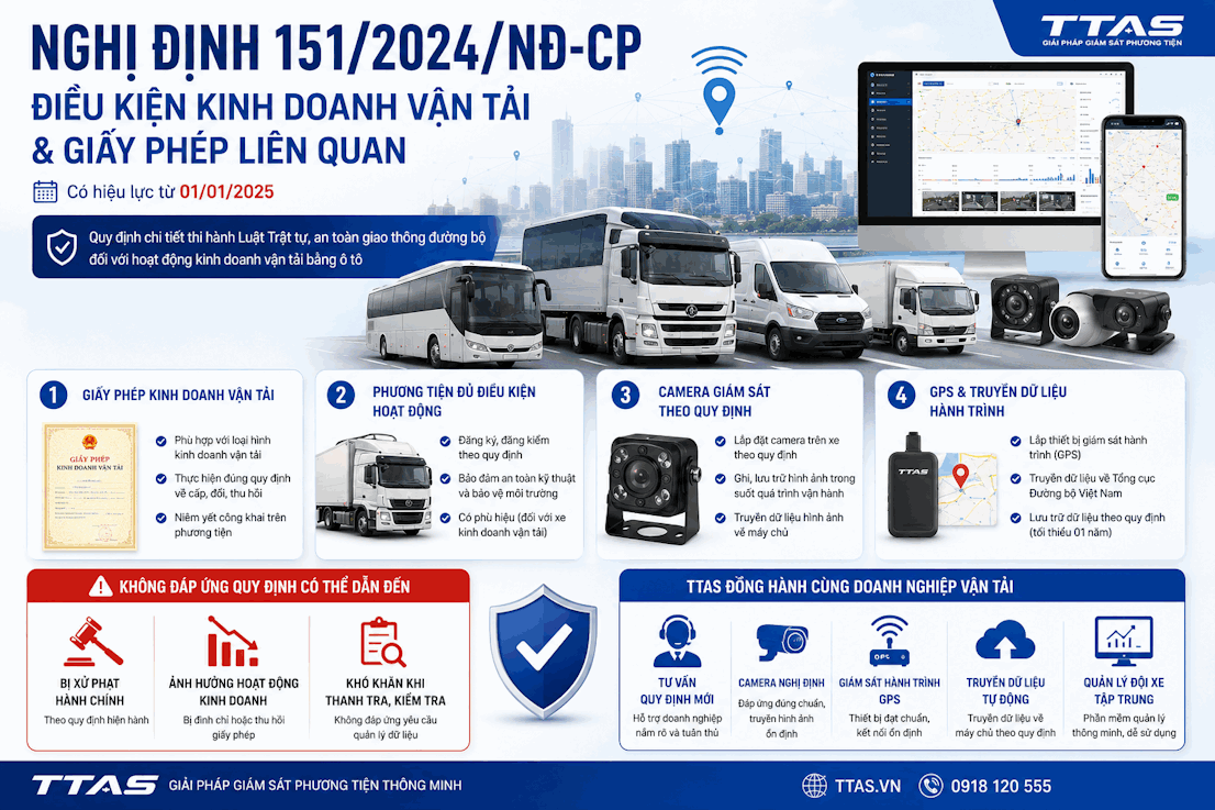 Điều kiện kinh doanh vận tải và giấy phép liên quan theo nghị định 151 2024
